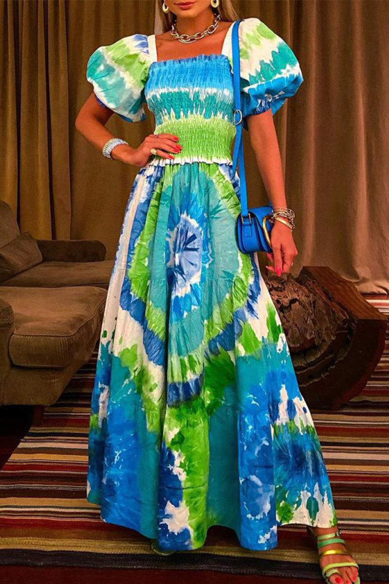 Stilla | Mode Elegant Tie Dye Patchwork Firkantet Krave A-linje Kjoler