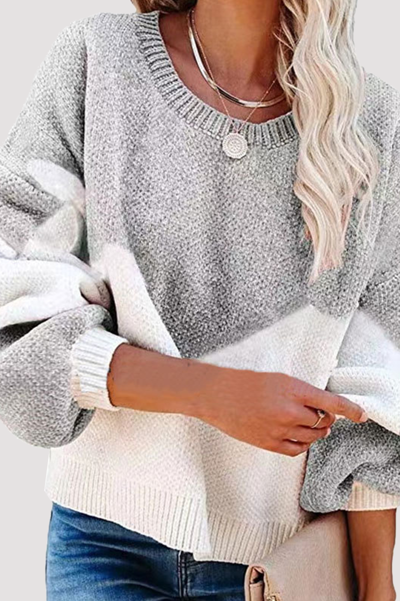 Stilla | Yndig sweater med geometrisk kontrast og rund halsudskæring