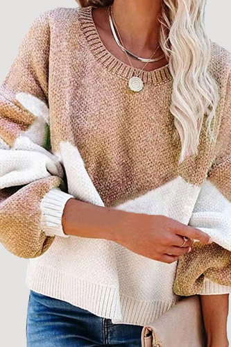Stilla | Yndig sweater med geometrisk kontrast og rund halsudskæring
