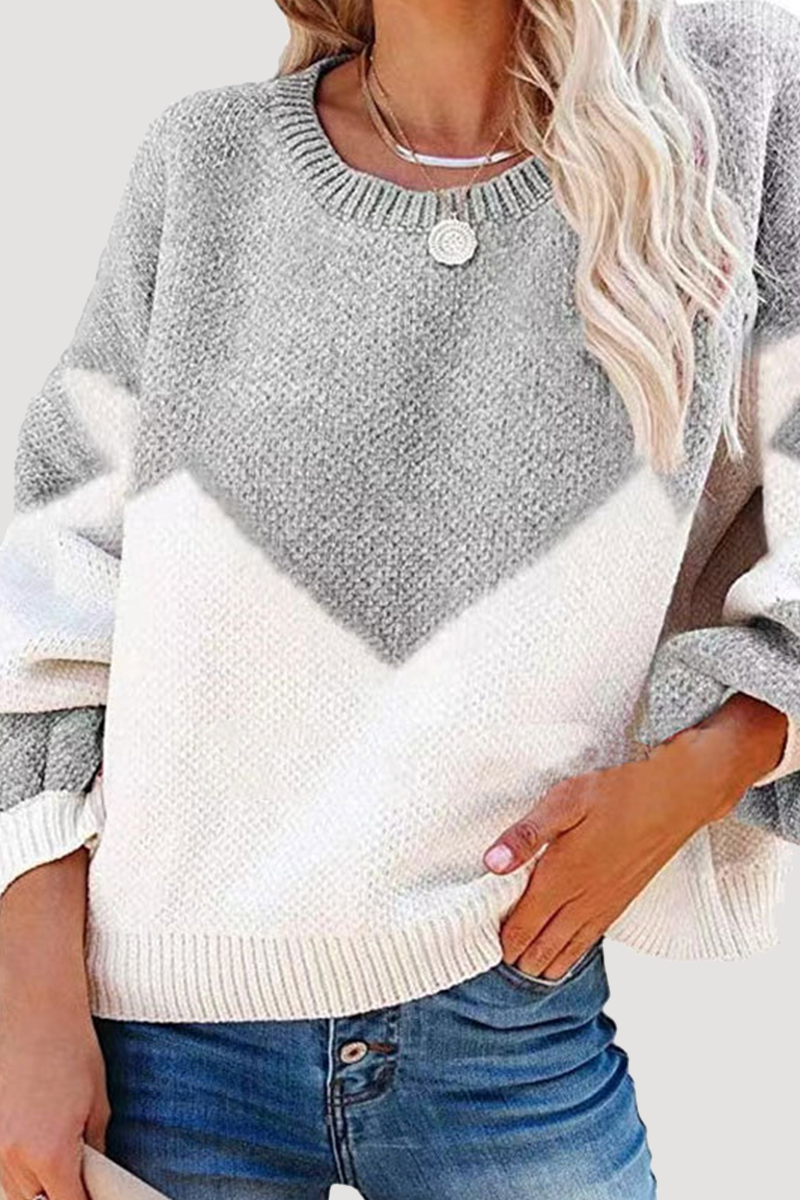 Stilla | Yndig sweater med geometrisk kontrast og rund halsudskæring