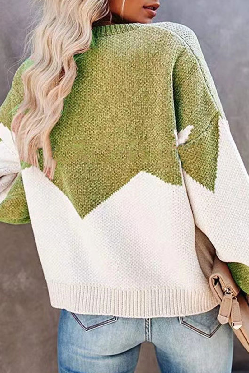 Stilla | Yndig sweater med geometrisk kontrast og rund halsudskæring