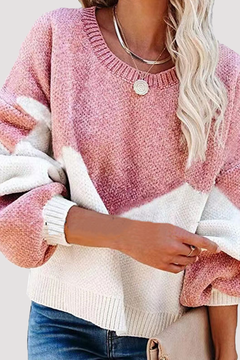 Stilla | Yndig sweater med geometrisk kontrast og rund halsudskæring