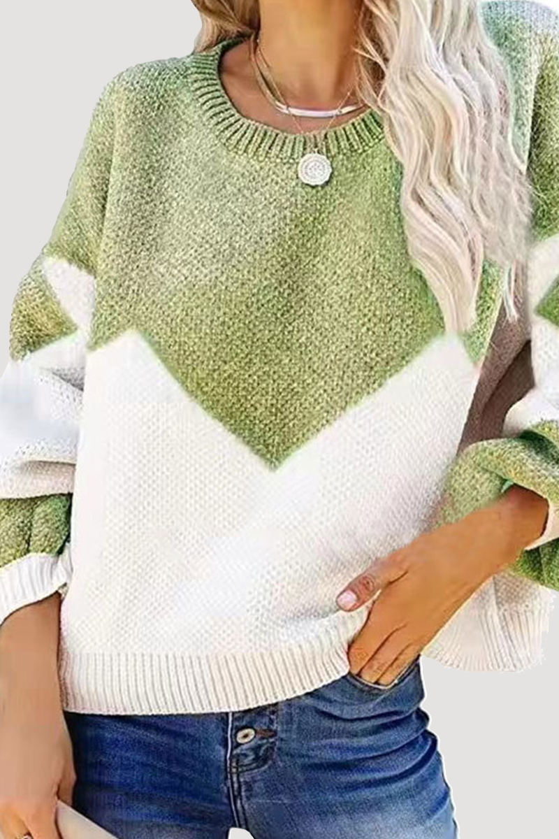 Stilla | Yndig sweater med geometrisk kontrast og rund halsudskæring