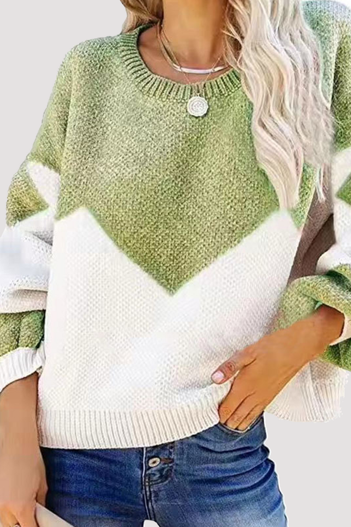 Stilla | Yndig sweater med geometrisk kontrast og rund halsudskæring