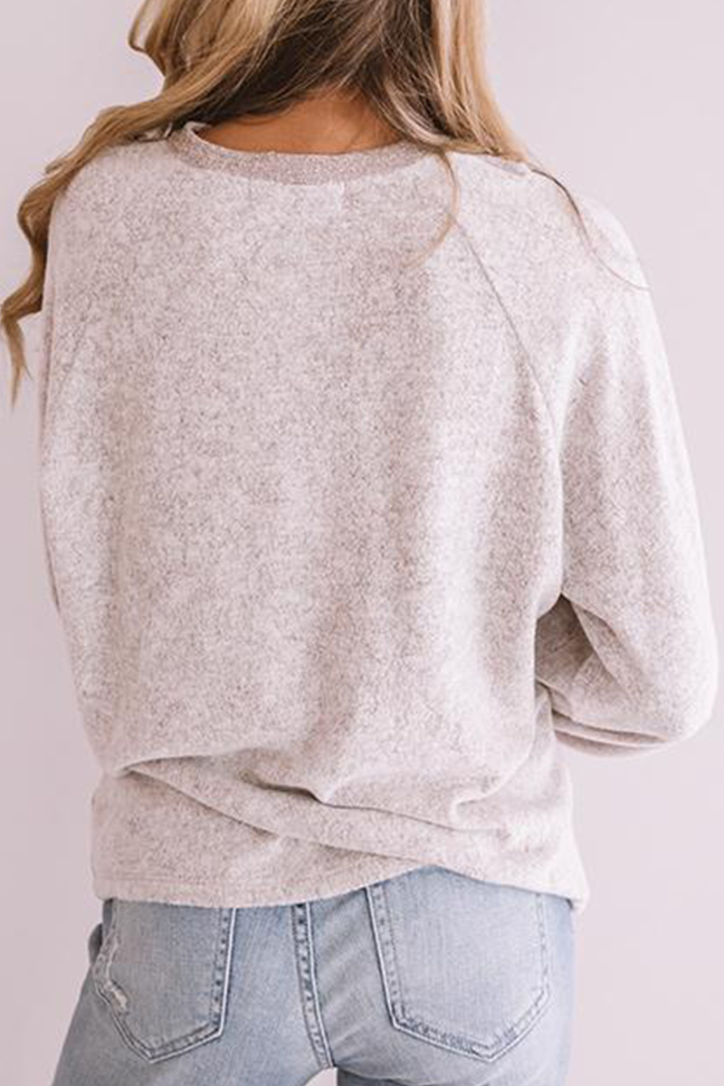Stilla | Casual Toppe Med Patchwork-sløjfe Og Kontrastfarvet Rundhalset Ausschnitt