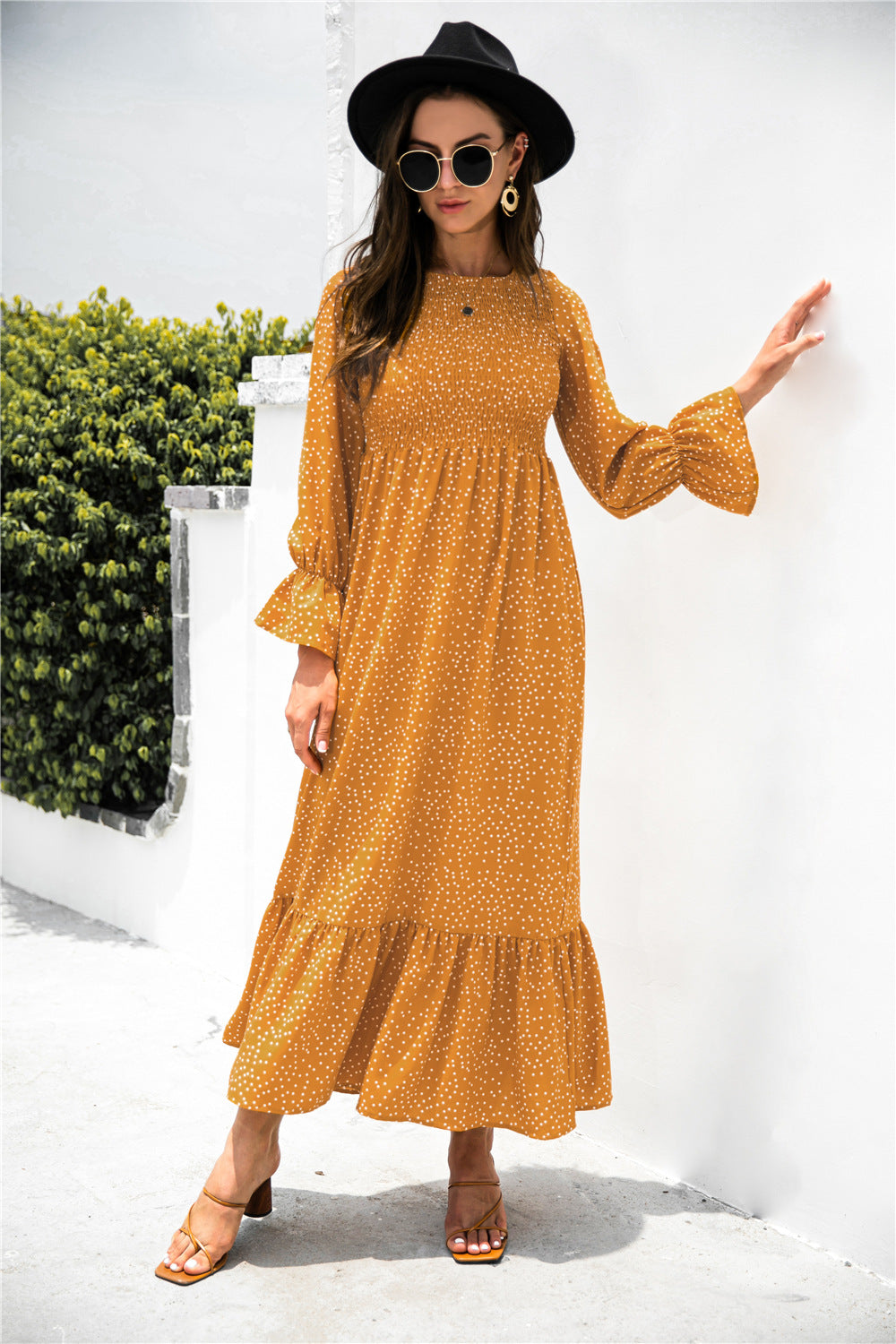 Stilla | Puff Ærme Ruffle Maxi Kjole
