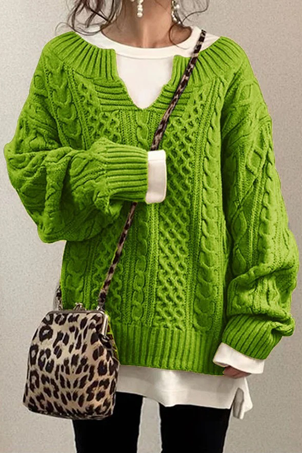 Stilla | Fritids Pullover Enfarvet V-hals Patchwork