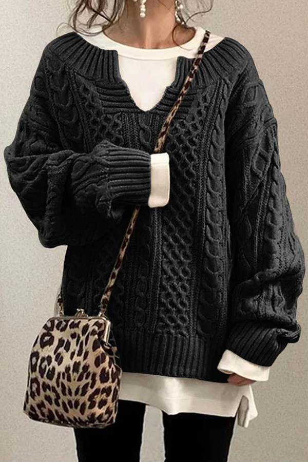 Stilla | Fritids Pullover Enfarvet V-hals Patchwork