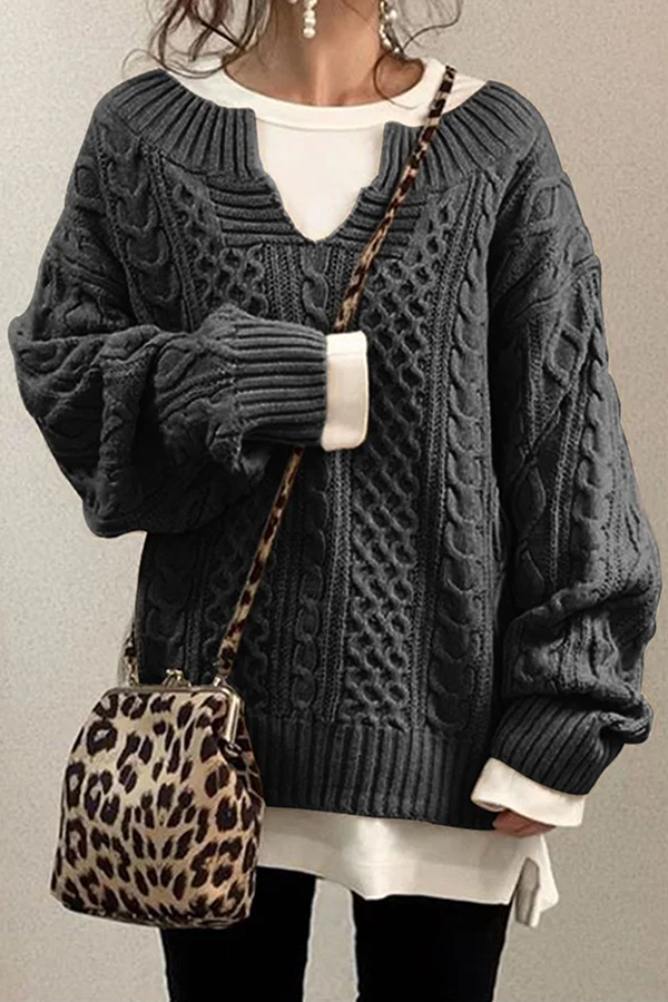Stilla | Fritids Pullover Enfarvet V-hals Patchwork