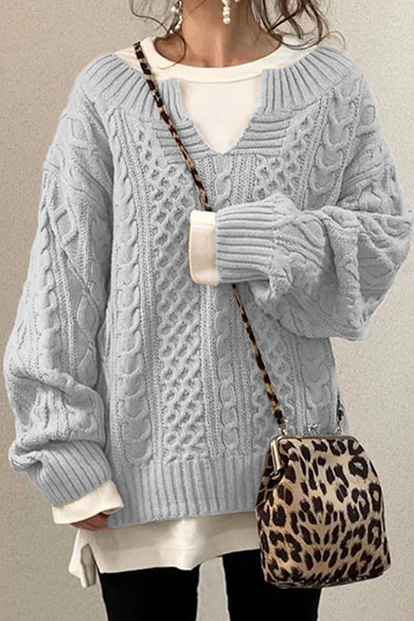 Stilla | Fritids Pullover Enfarvet V-hals Patchwork