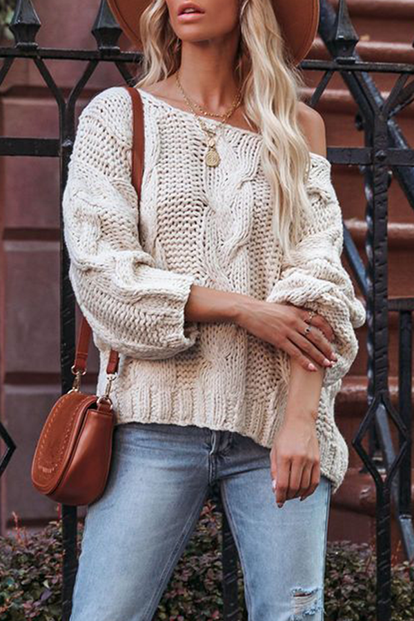 Stilla | Basic Løs Pullover I Ensfarvet Patchwork Med Skulderfri Top