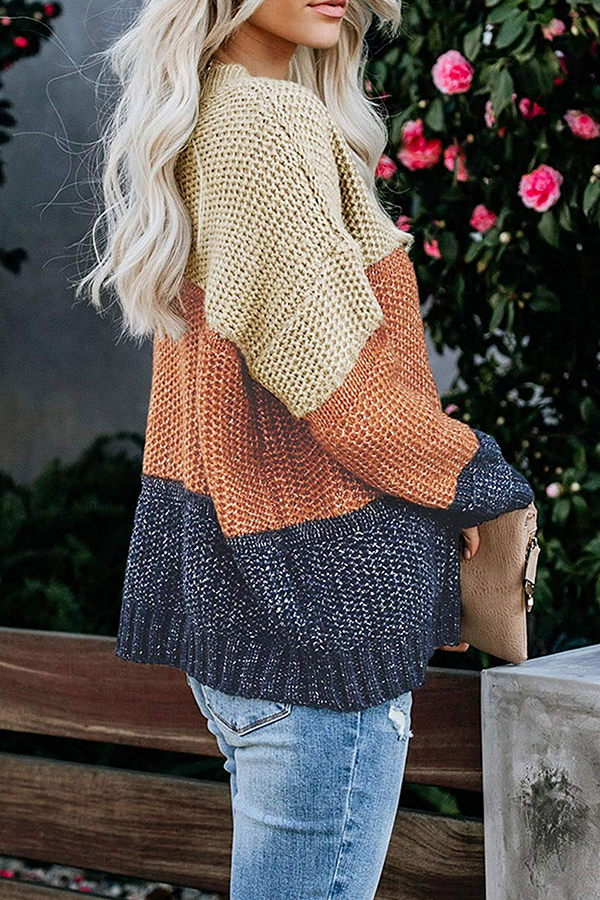 Stilla | Casual Patchwork Pullover med Basic Kontrast og Rundhalsudskæring