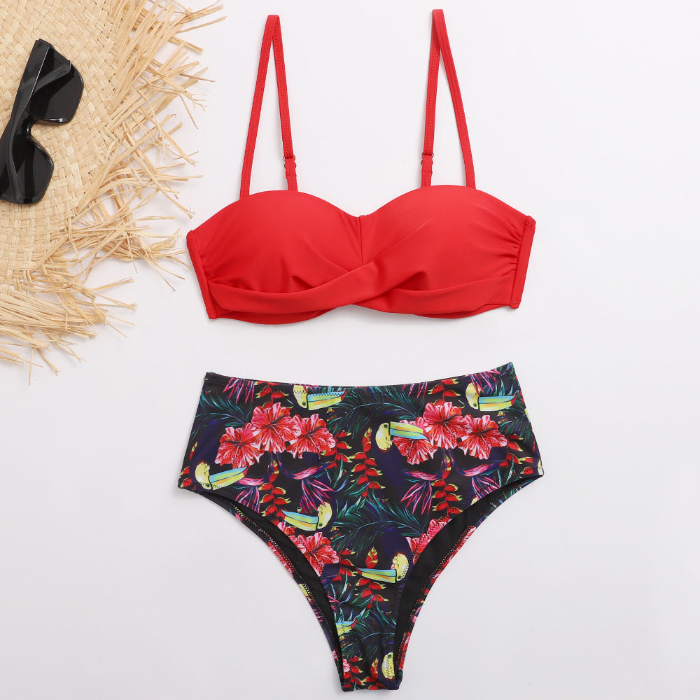 Dame Bikini-sæt med elegant bustier-overdel og højtaljede underdele Skovae