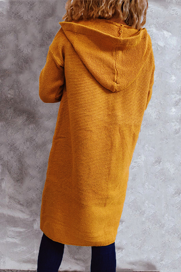 Stilla | Grundlæggende Casual Udenfor Sweater Med Ensfarvede Knapper og Hætte
