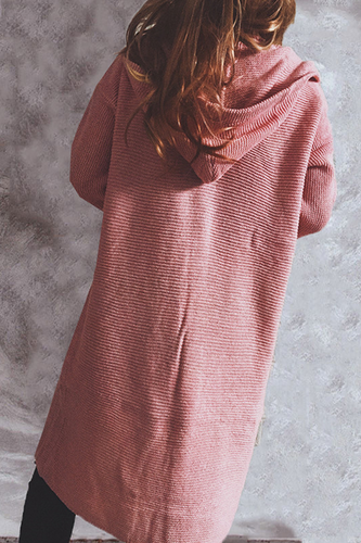 Stilla | Grundlæggende Casual Udenfor Sweater Med Ensfarvede Knapper og Hætte