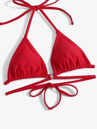 Skovae | Rød Halter-Triangle-Bikini med ringdetalje til damer