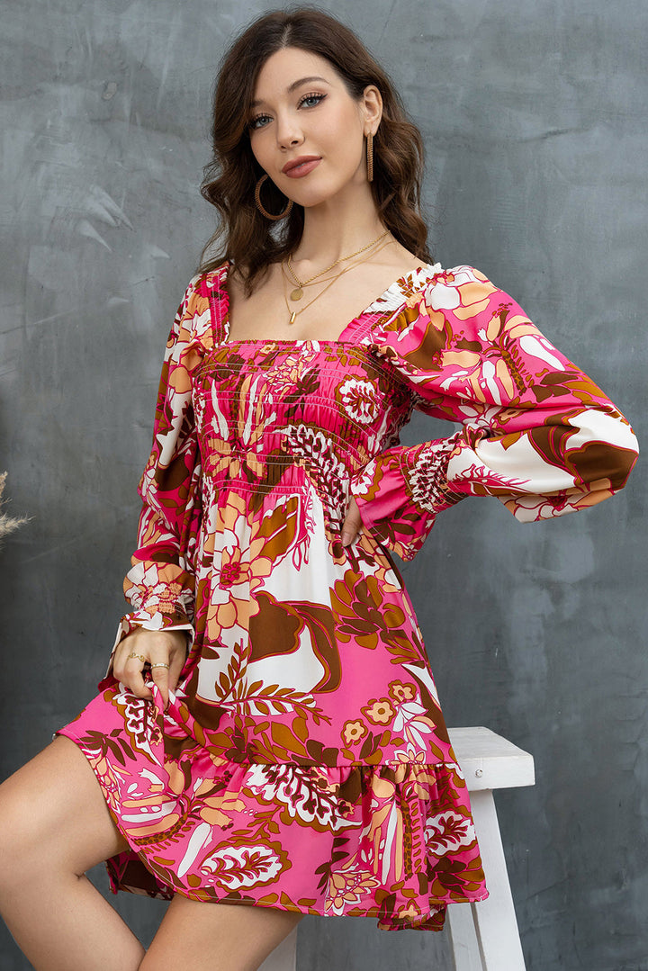 Stilla | Square Neck Flounce Sleeve Dress