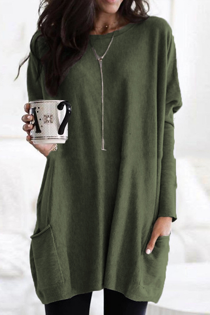Stilla | Fashionable Solid Color Round Neck Tops