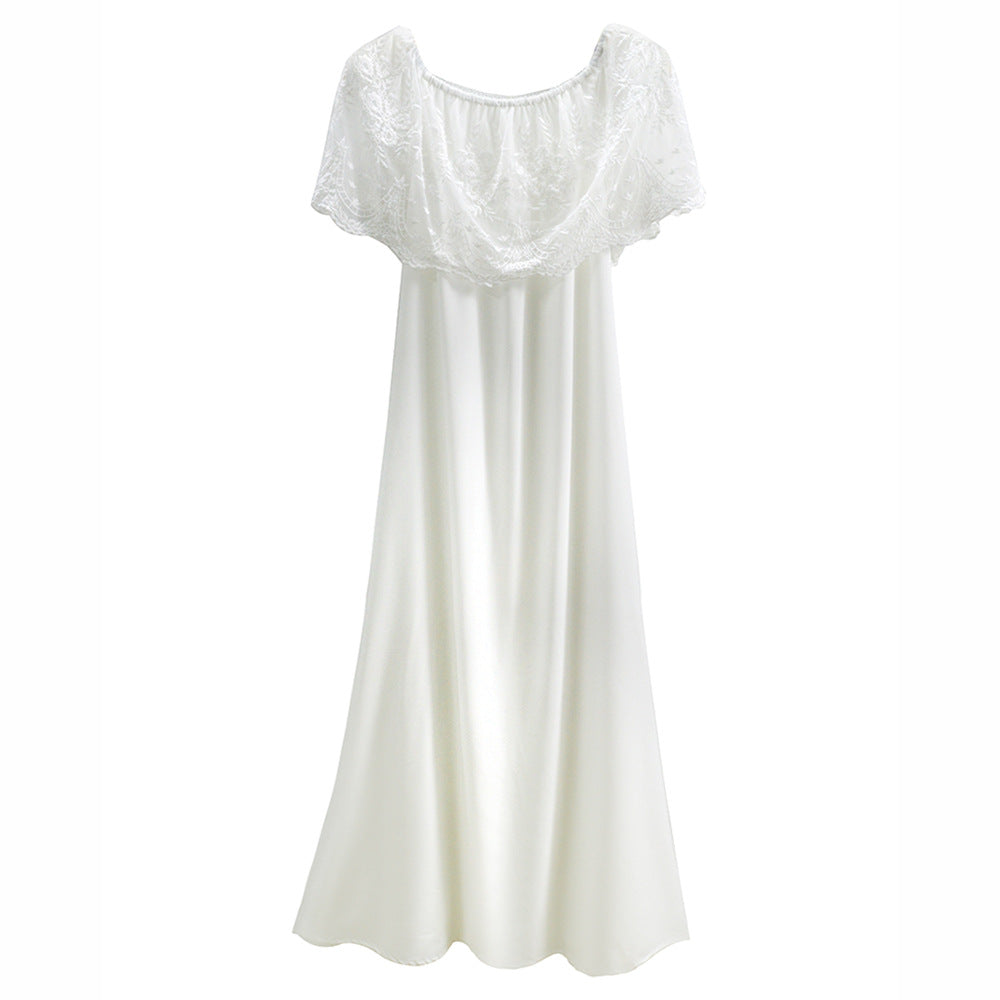 Dame Off-Shoulder Spids-Detail Maxi Kjole Stilla