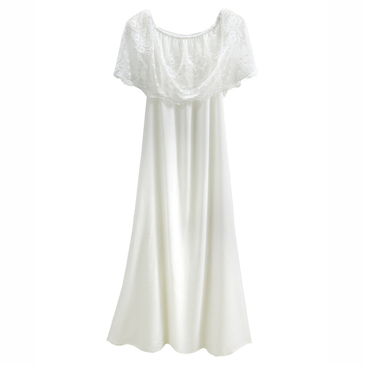 Dame Off-Shoulder Spids-Detail Maxi Kjole Stilla