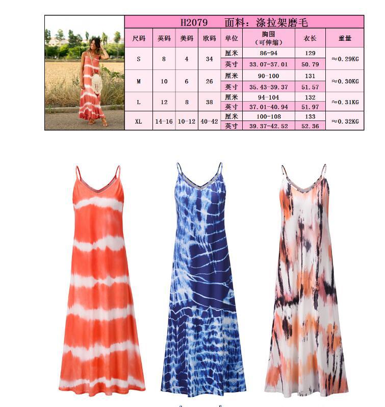Kvinders maxikjole med trendy tie-dye design og flatterende V-hals Stilla