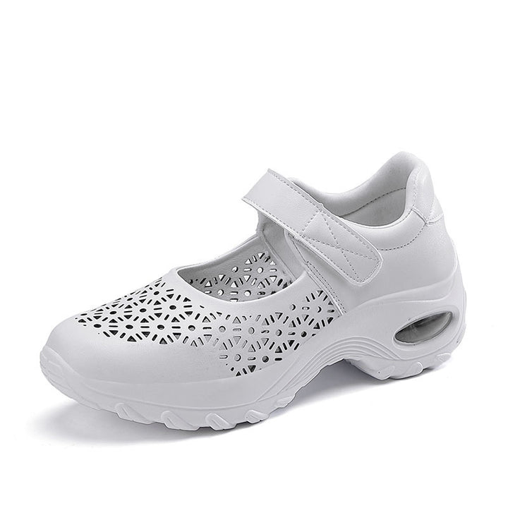 Dame nan perforeret Riemchenschuh med luftpudeprofil og velcro lukning Skovae