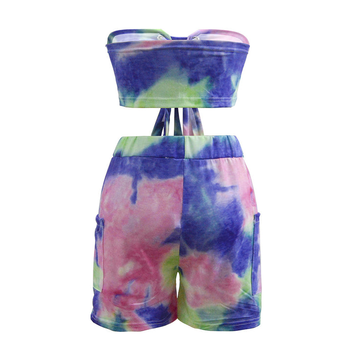 Kvinder Tie-Front Crop Top og Mini-Shorts Sæt Stilla
