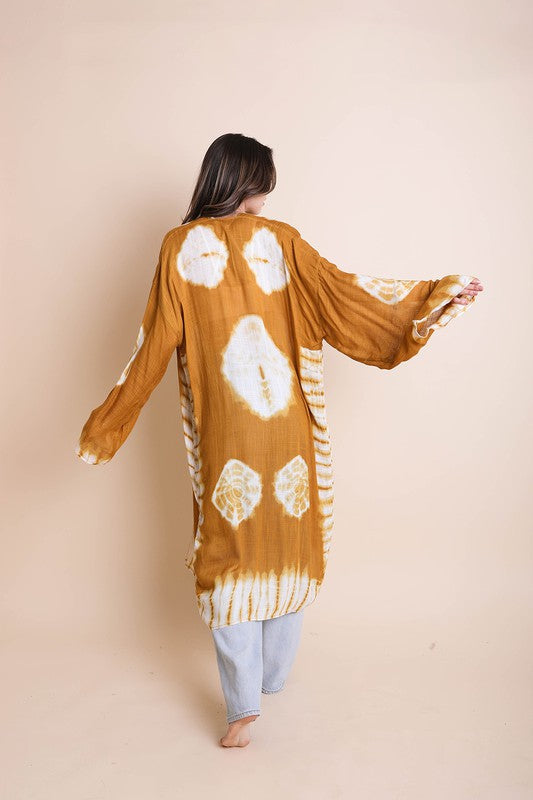 Stilla | Farvning Langline Kimono Med Lange Ærmer