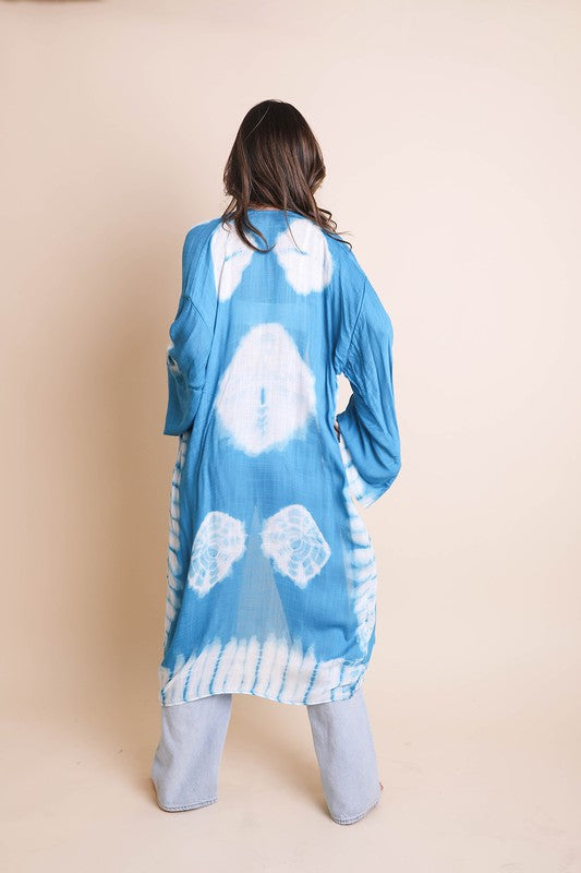 Stilla | Farvning Langline Kimono Med Lange Ærmer