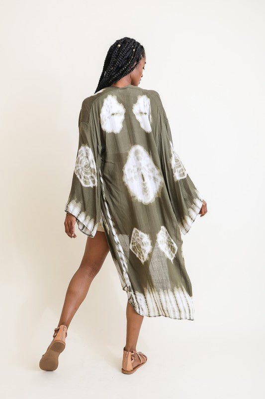 Stilla | Farvning Langline Kimono Med Lange Ærmer