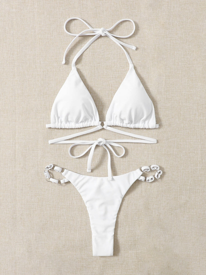 Skovae | Rød Halter-Triangle-Bikini med ringdetalje til damer