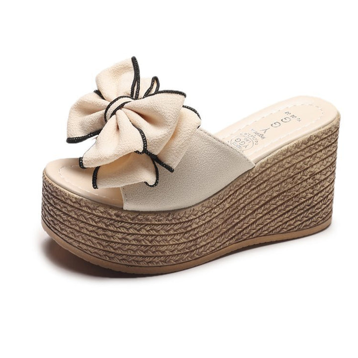 Dame Plateau-sandaler med moderne sløjfeapplikation Stilla