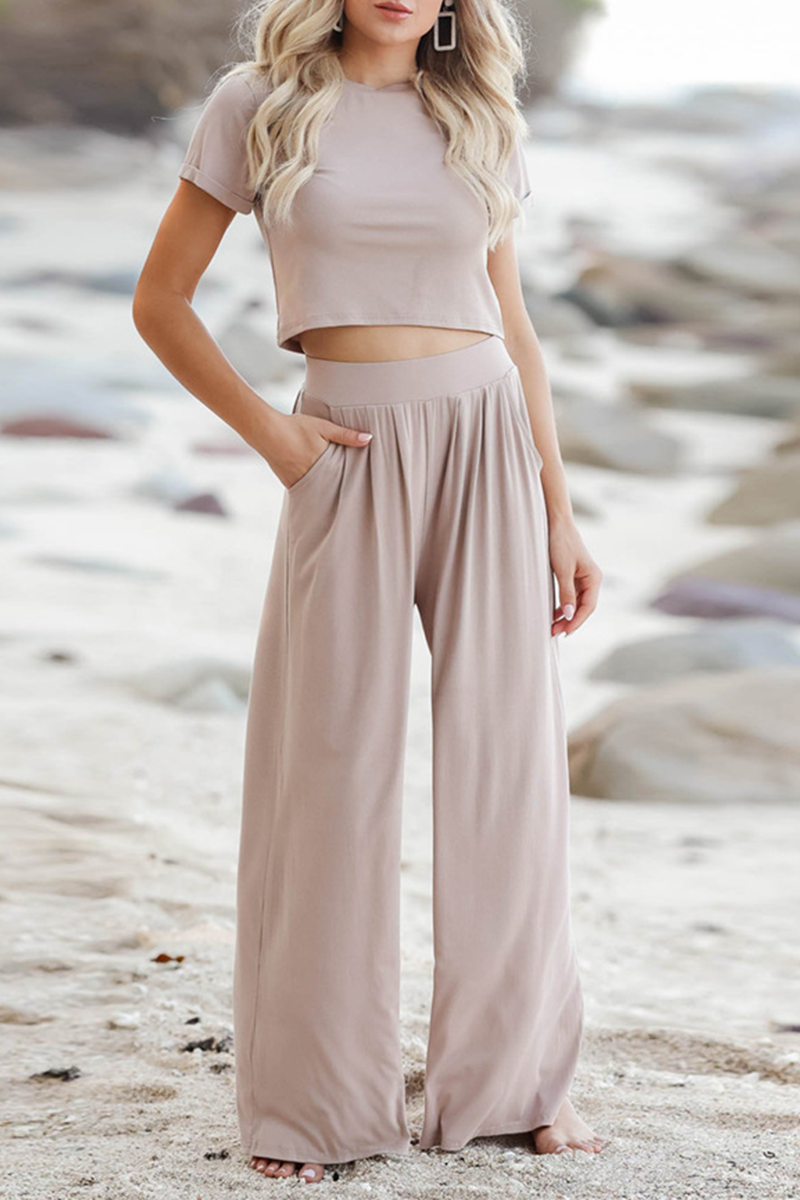 Stilla | Mode Solid Patchwork O Hals Kortærmet To Stykker