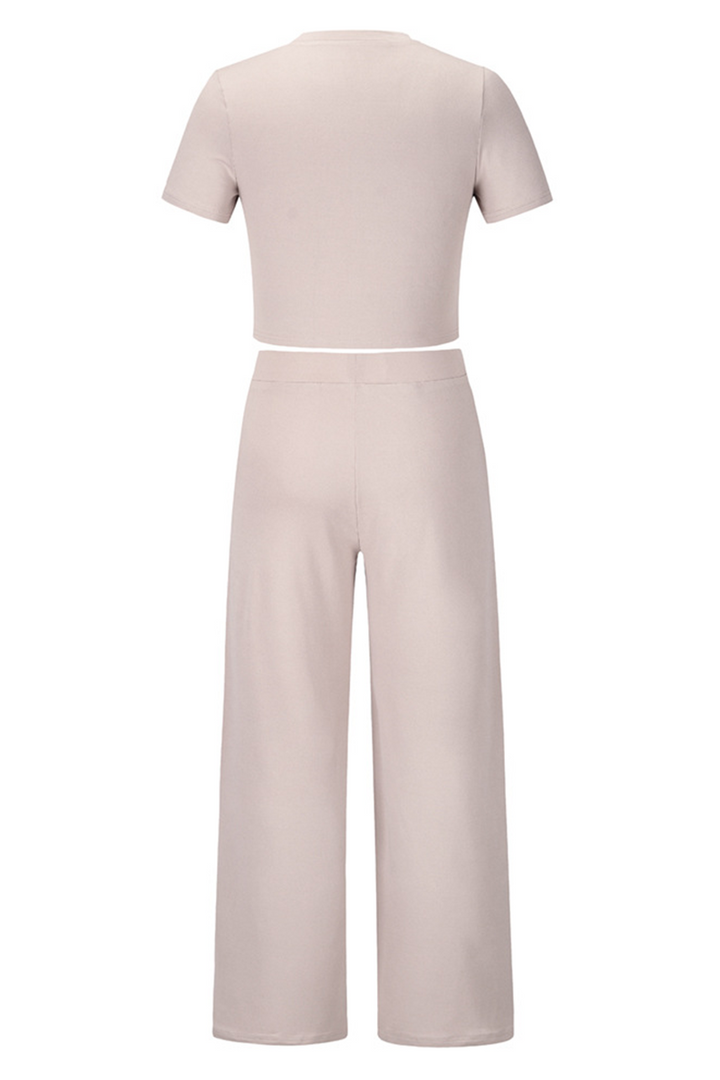 Stilla | Mode Solid Patchwork O Hals Kort Ærme to Dele