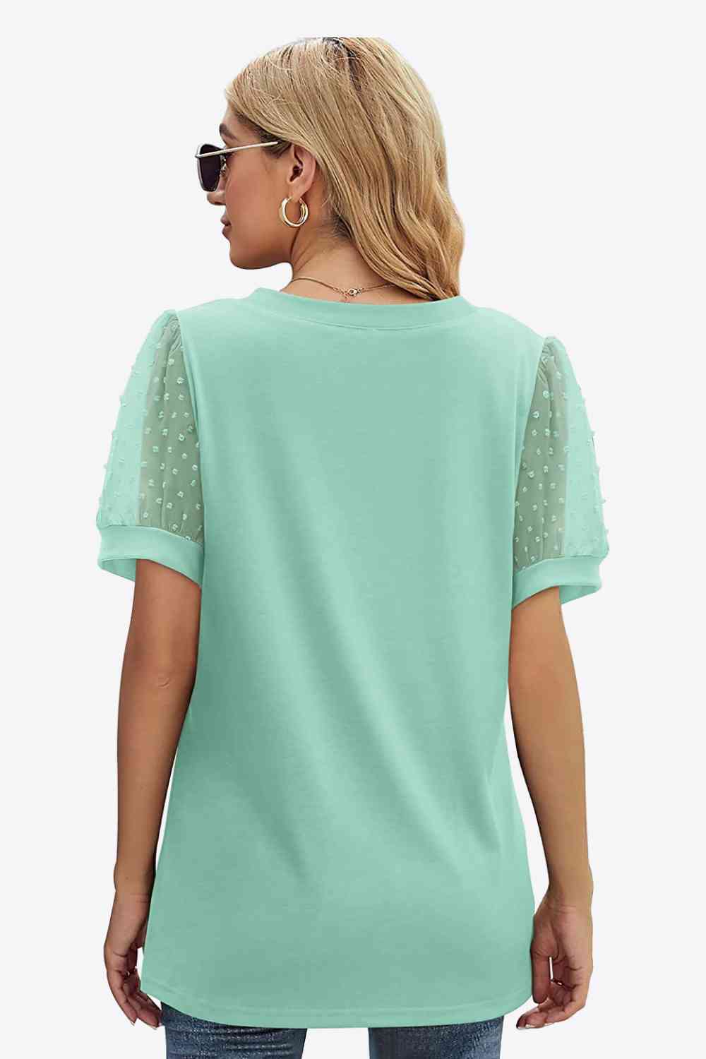 Stilla | Dot Puff Sleeve V-hals Tee