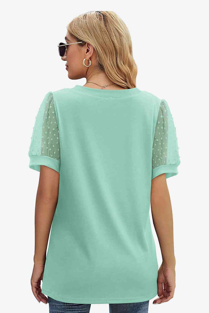 Stilla | Dot Puff Sleeve V-hals Tee