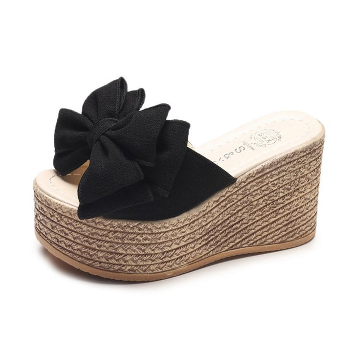 Dame Plateau-sandaler med moderne sløjfeapplikation Stilla