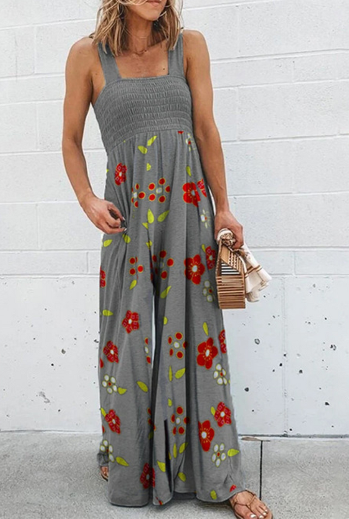 Stilla | Mode Print Patchwork Firkanthals Lige Jumpsuits
