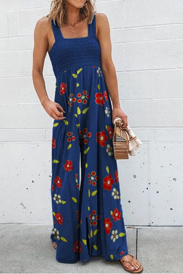 Stilla | Mode Print Patchwork Firkanthals Lige Jumpsuits