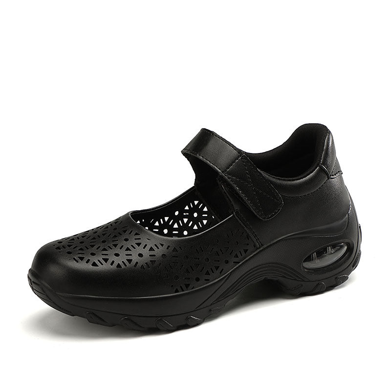Dame nan perforeret Riemchenschuh med luftpudeprofil og velcro lukning Skovae