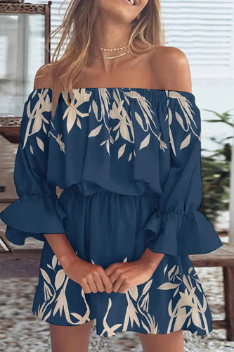 Stilla | Mode Afslappet Print Rygløs Off the Shoulder A-line Kjoler
