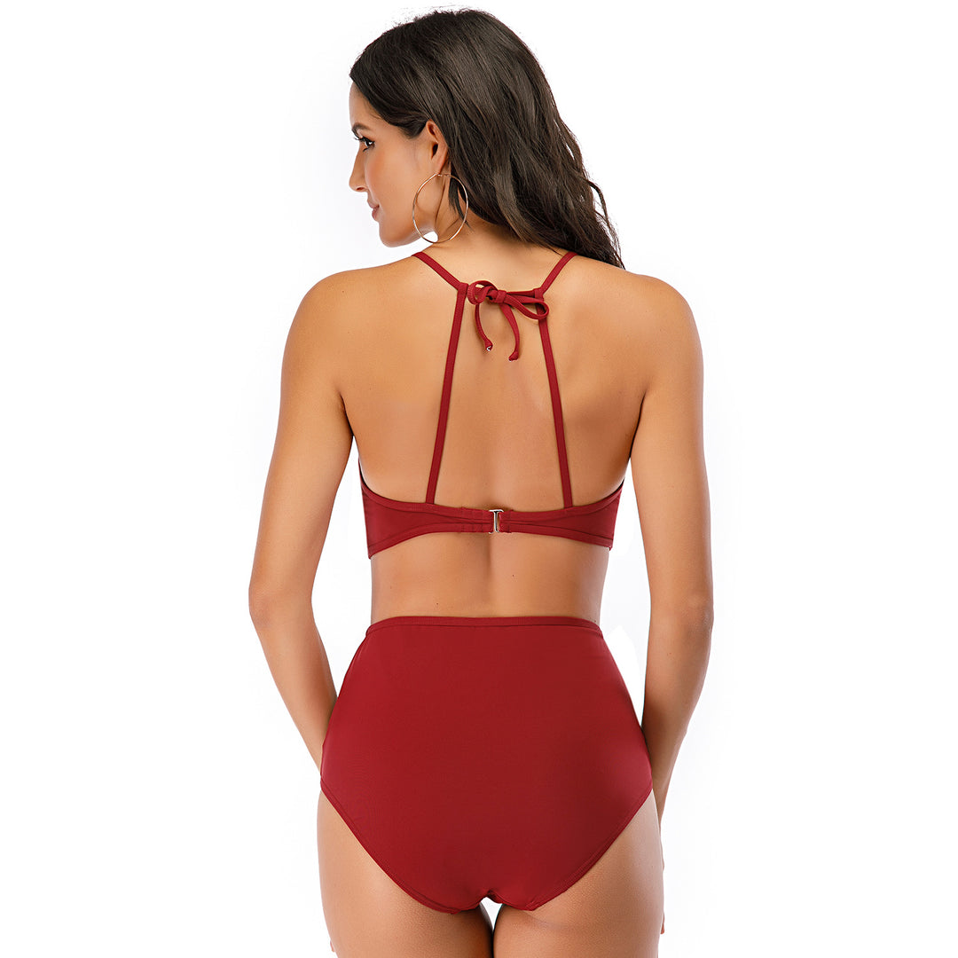 Dame Højtaljede Bikini-Sæt med dekoreret top og trendy snit Stilla