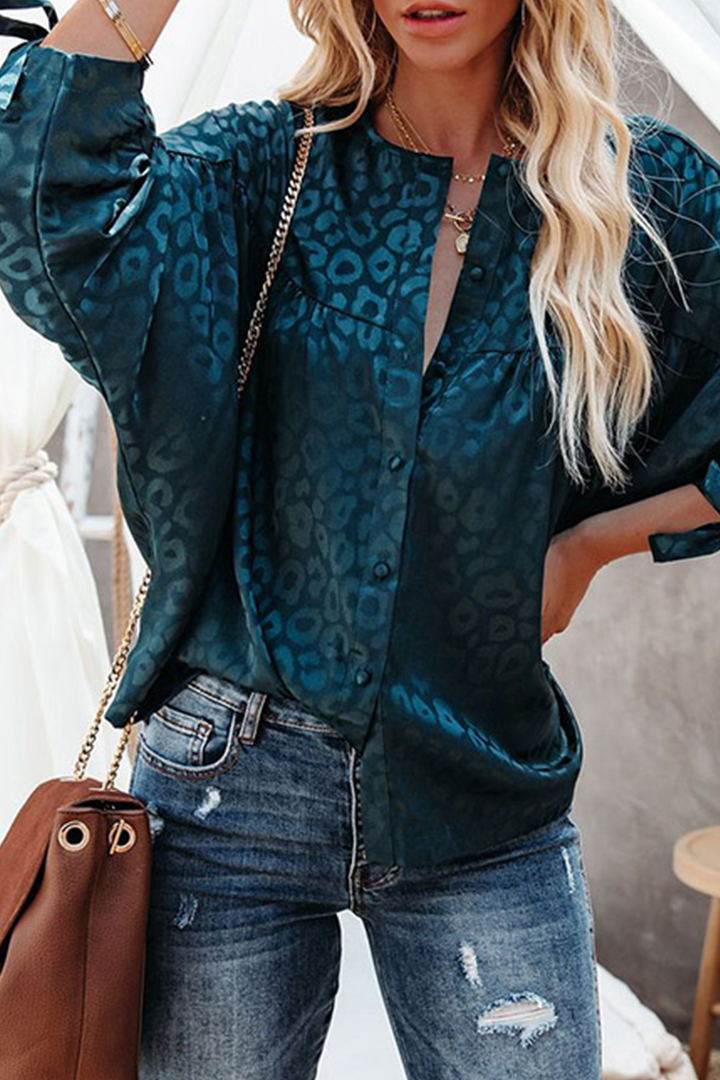 Stilla | Mode Leopard Patchwork V-hals Toppe