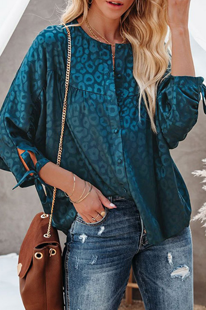 Stilla | Mode Leopard Patchwork V-hals Toppe