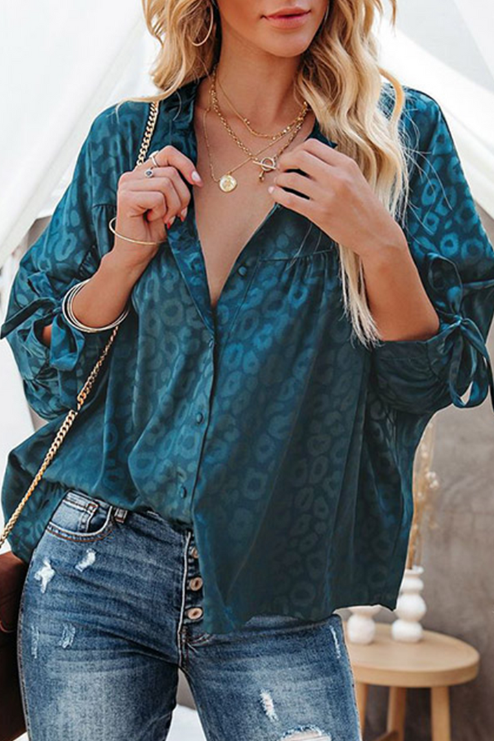 Stilla | Mode Leopard Patchwork V-hals Toppe