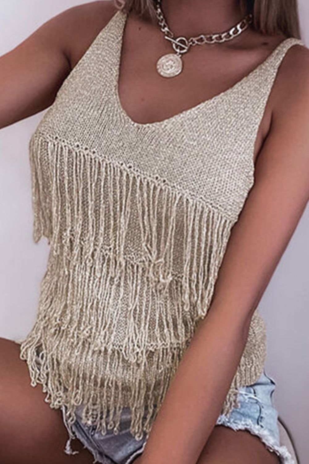 Stilla | V-hals strik tank
