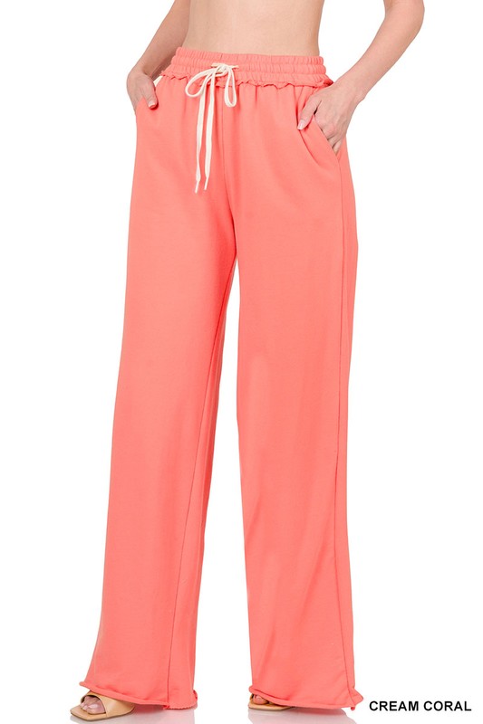 Stilla | Terry Drawstring Talje Raw Edge Hem Bukser