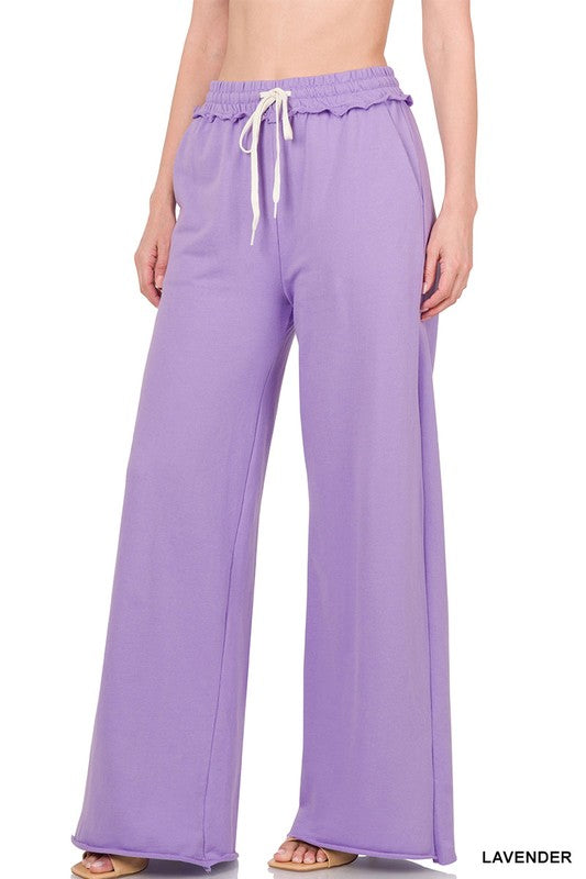 Stilla | Terry Drawstring Talje Raw Edge Hem Bukser