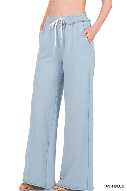 Stilla | Terry Drawstring Talje Raw Edge Hem Bukser