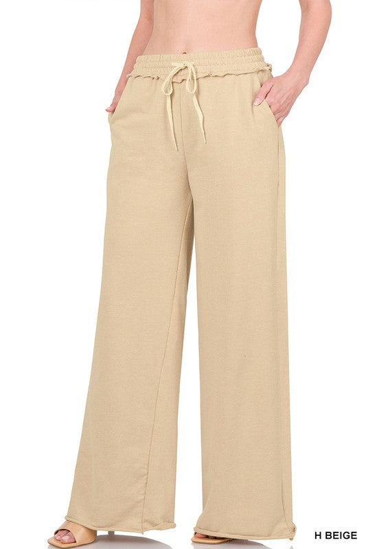 Stilla | Terry Drawstring Talje Raw Edge Hem Bukser